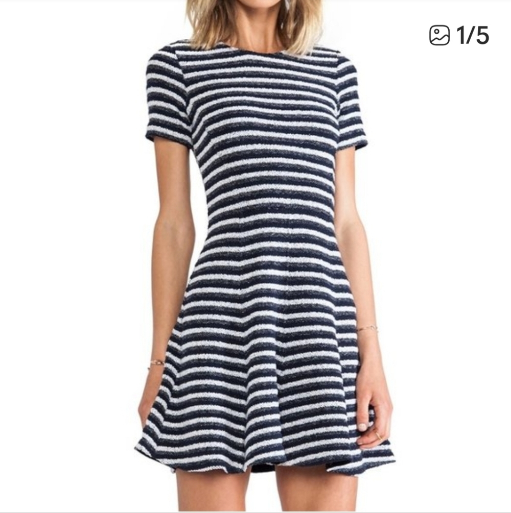 Theory ALBITA Striped Mini Dress in Navy and White